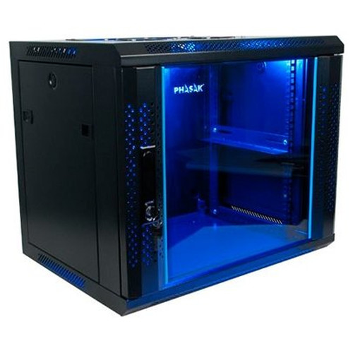 PHASAK Rack mural 19" Phasak Pro  18U  600x450 Montado (Incluyen 2 vent, bolsa tornilleria)